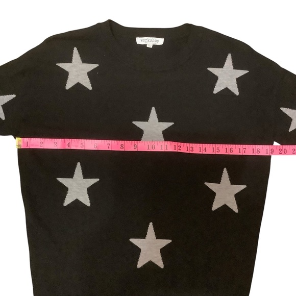 WORKSHOP REPUBLIC BLACK & GRAY LONG SLEEVE STARS & STRIPE SWEATER/ Size S - Picture 6 of 9